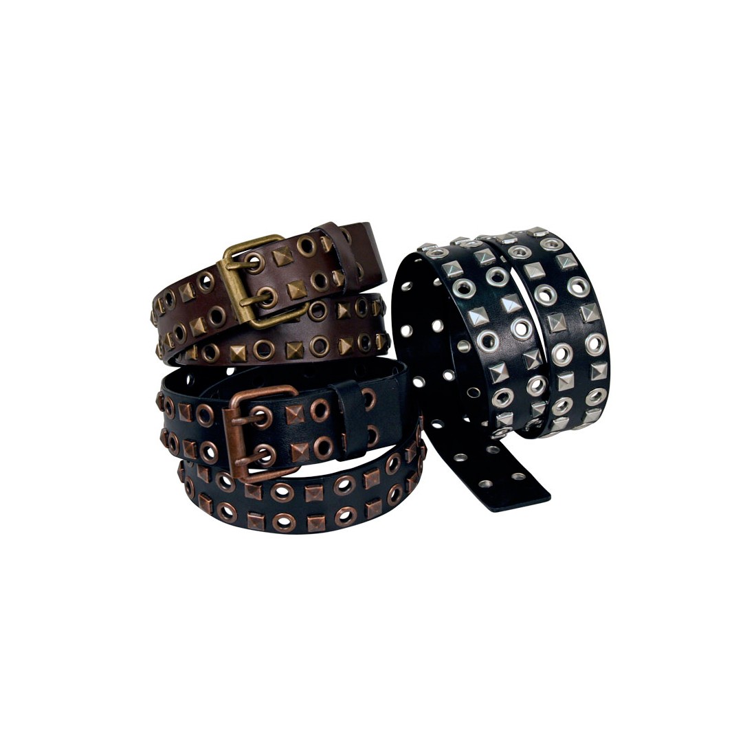 CEINTURE JUNIOR NOIR CLOUTEE BRONZE PU