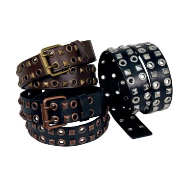 CEINTURE JUNIOR MARRON CLOUTEE BRONZE