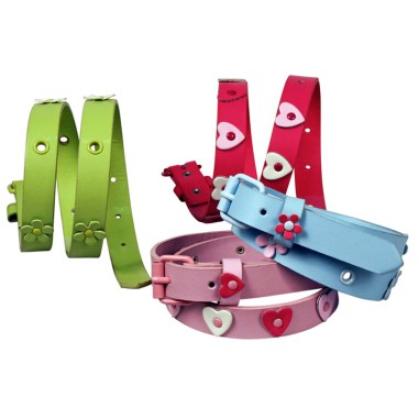 CEINTURE ENFANT FLEUR/COEUR ROSE PU