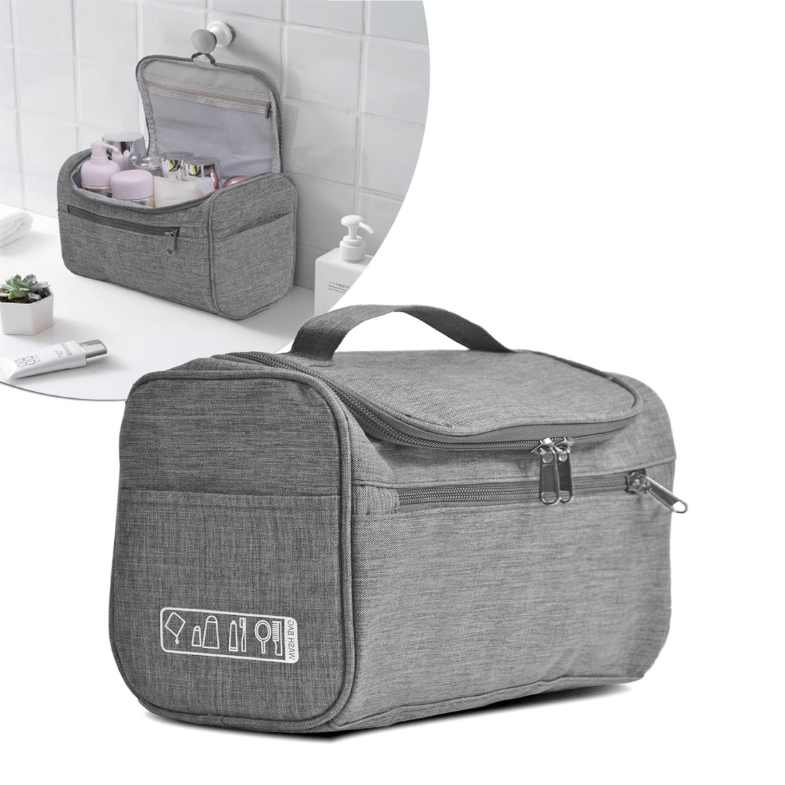 Vanity- trousse de toilette à pendre - gris chiné