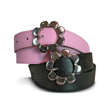 CEINTURE MARGUERITE CROUTE DE CUIR 25MM