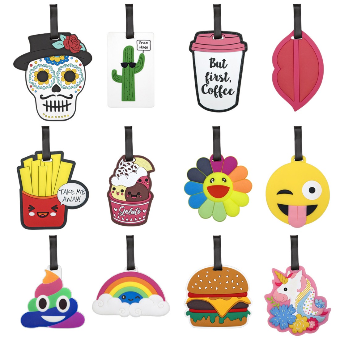PORTE ETIQUETTE POUR BAGAGE 12 FORMES ASSORTIES