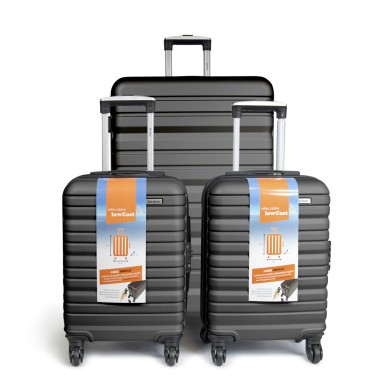 SET DE 3 VALISES ABS - 1 GRAND MODELE + 2 VALISES CABINE "LOW COST"