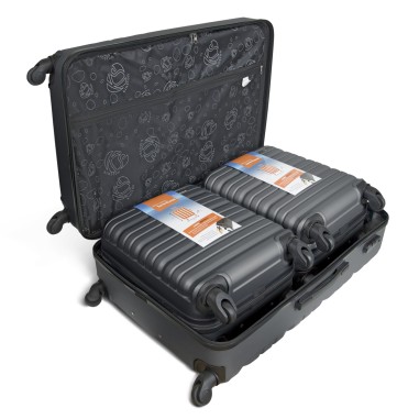 SET DE 3 VALISES ABS - 1 GRAND MODELE + 2 VALISES CABINE "LOW COST"