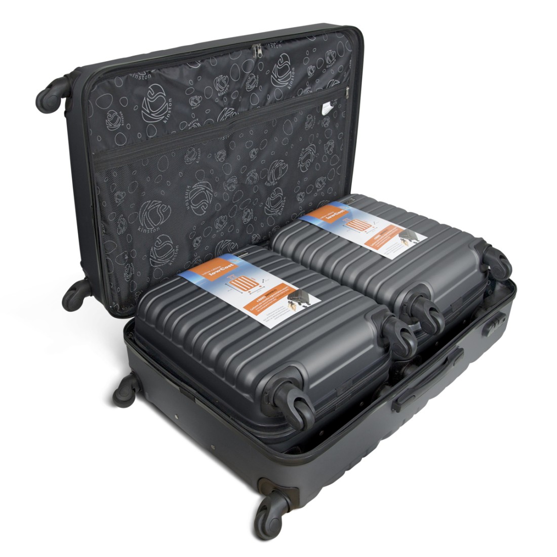 SET DE 3 VALISES ABS - 1 GRAND MODELE + 2 VALISES CABINE "LOW COST"