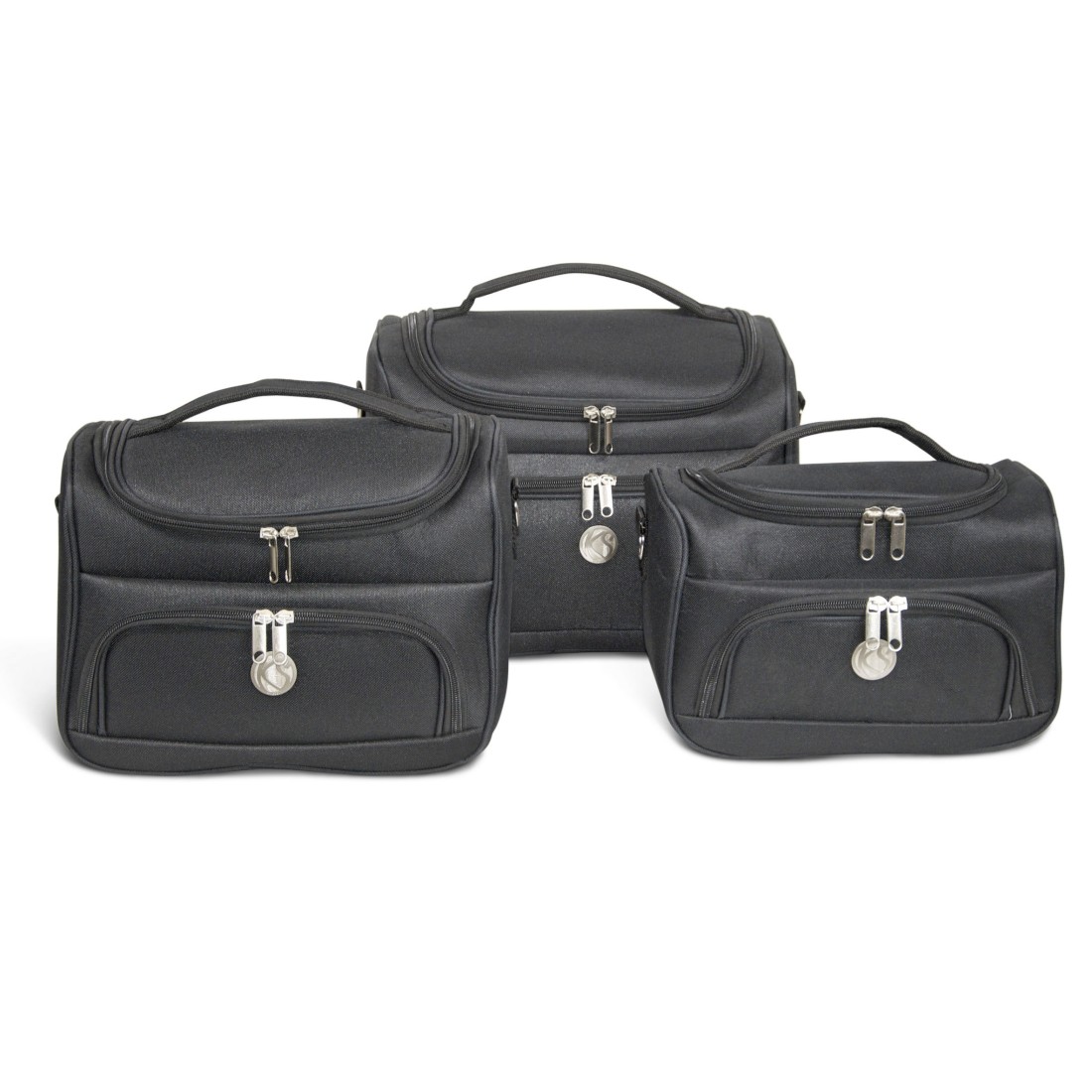 Bruxelles - Set de 3 Vanitys Textile, Multipoches zippées - Noir