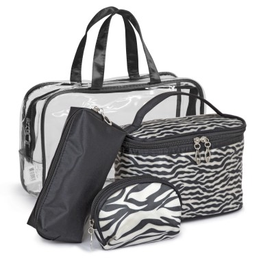 SET SAC PVC TRANSPARENT + 1 TROUSSE + 1 PORTE-MONNAIE + 1 MINI VANITY