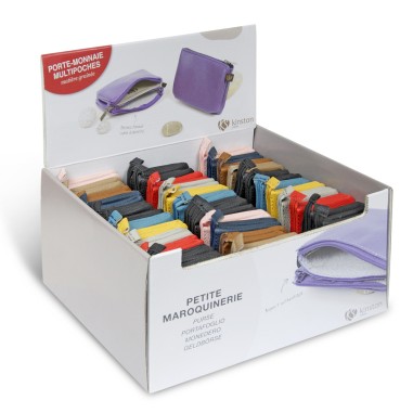 PRESENTOIR CARTON PORTE MONNAIE DOUBLE COMPARTIMENTS