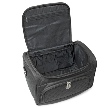 MADRID - SET DE 3 VANITYS TEXTILE NOIRS, MULTIPOCHES ZIPPÉES