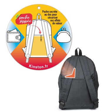 Sac à dos unisexe en Textile noir de marque Kinston