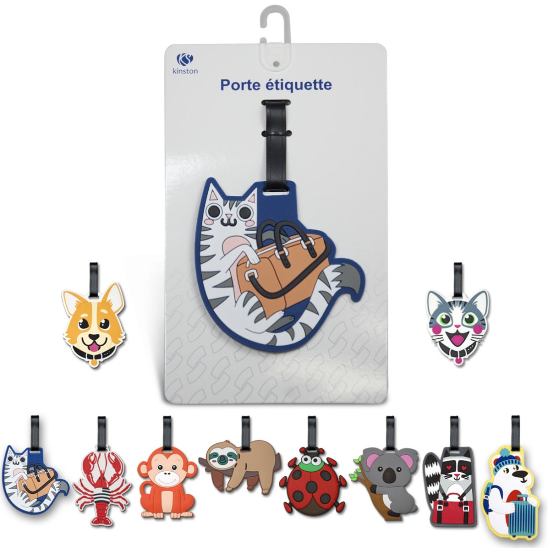 PORTE ETIQUETTE POUR BAGAGE THEME ANIMAUX 12 ASSORTIES