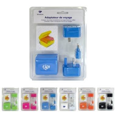 ENSEMBLE ADAPTATEURS PRISES ELECTRIQUES COLORIS ASSORTIS