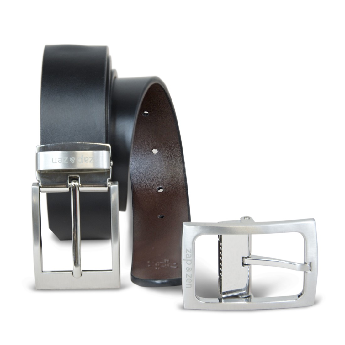 Coffret cadeau Homme: Ceinture Cuir réversible + 2 boucles métal 