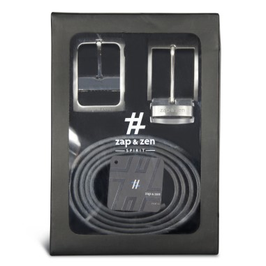 Coffret cadeau Homme: Ceinture Cuir réversible + 2 boucles métal 