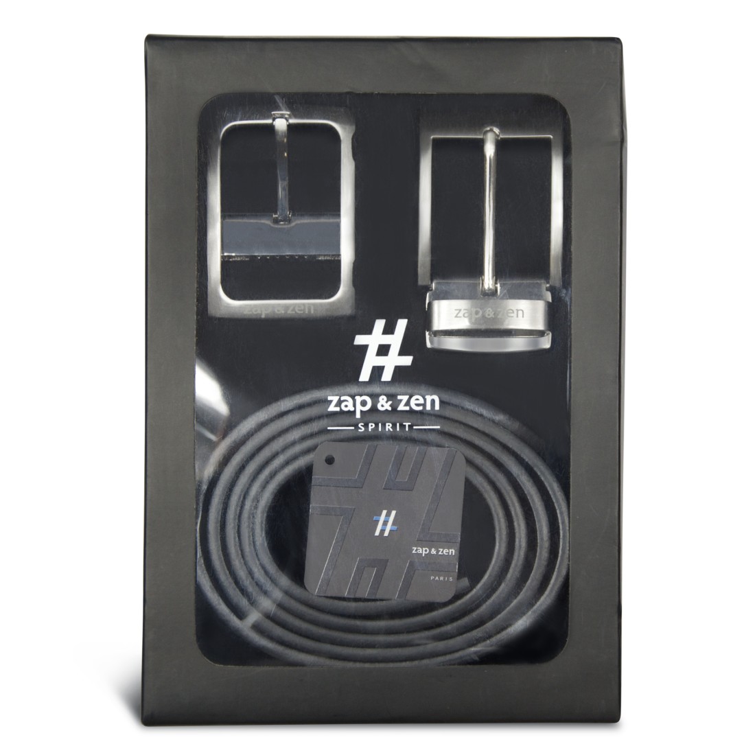 Coffret cadeau Homme: Ceinture Cuir réversible + 2 boucles métal 