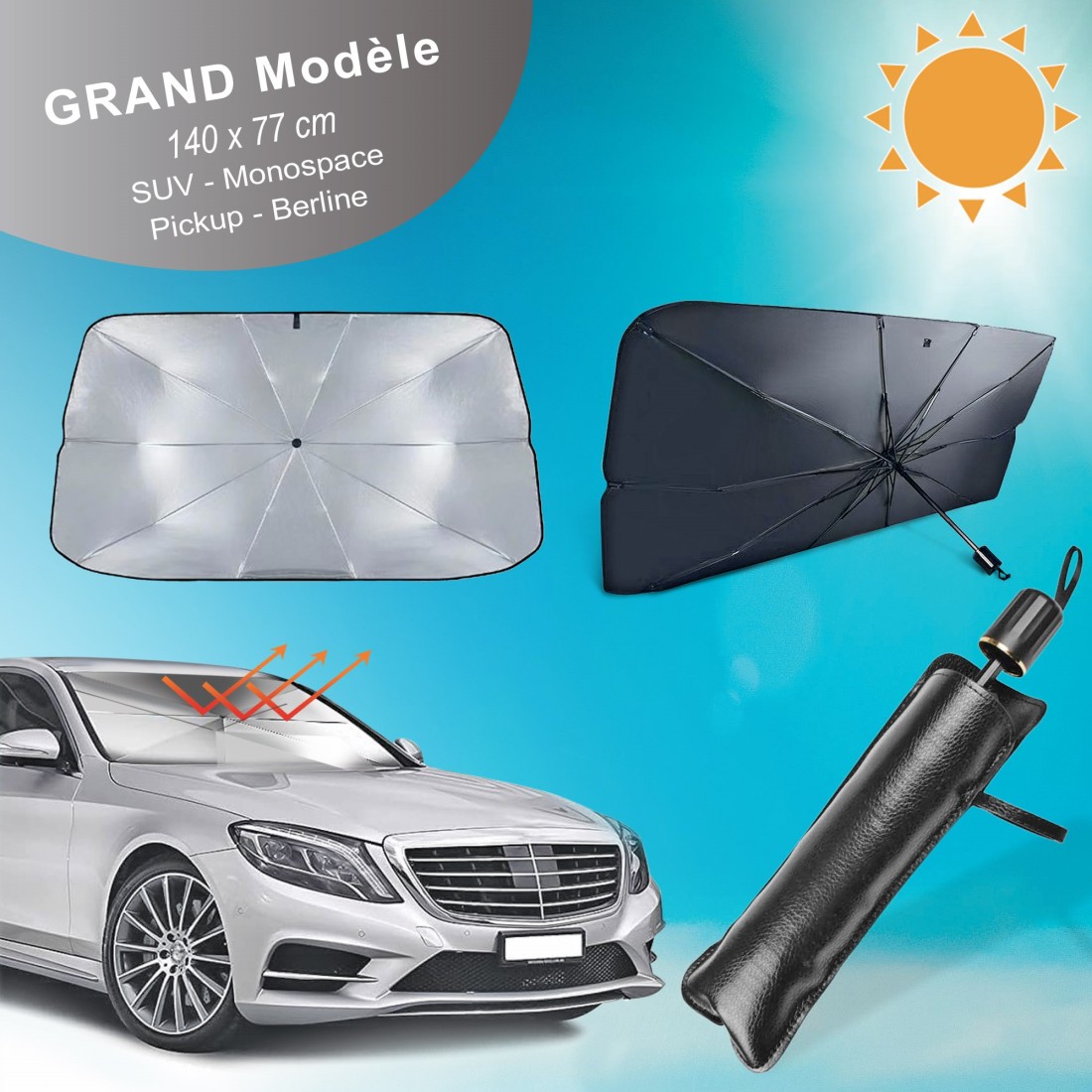 PARAPLUIE UV - PARASOL VOITURE GRAND MODELE
