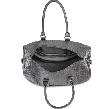 Sac week-end tressé argenté