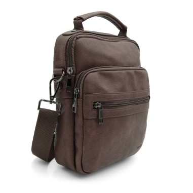 Léo - Sacoche Homme Marron avec 4 poches zippées
