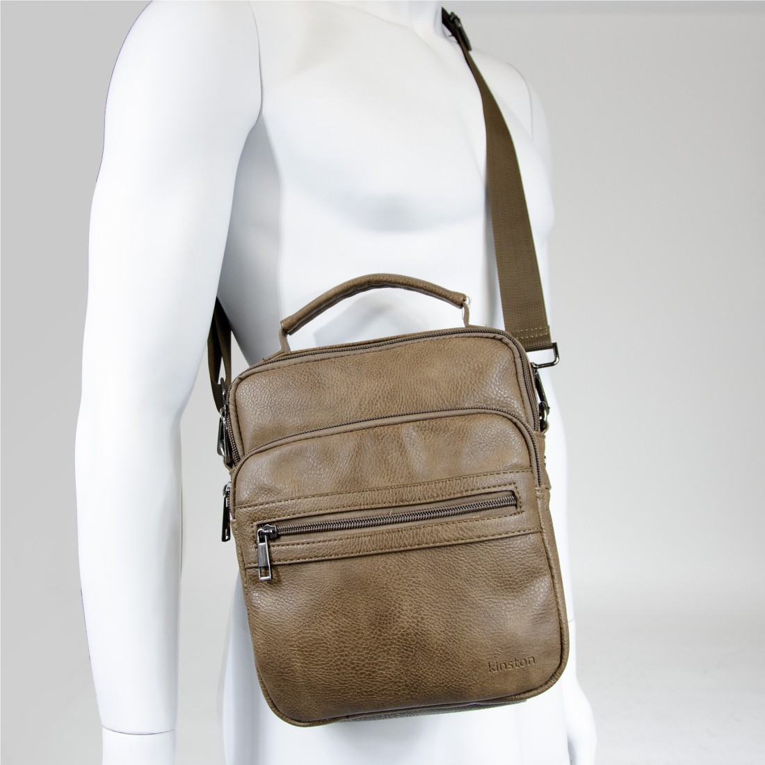 Léo - Sacoche Homme Marron avec 4 poches zippées