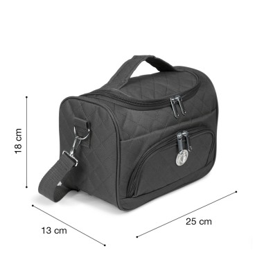 MADRID - SET DE 3 VANITYS TEXTILE NOIRS, MULTIPOCHES ZIPPÉES