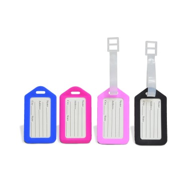 Lot de 4 porte-étiquettes pour bagages - 4 coloris