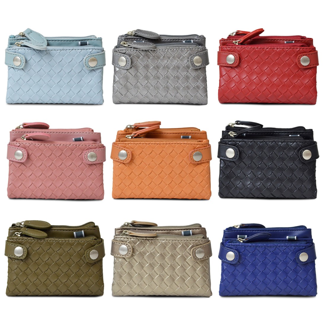 Porte-monnaie Simili Tressé - Assortiments de 6 coloris