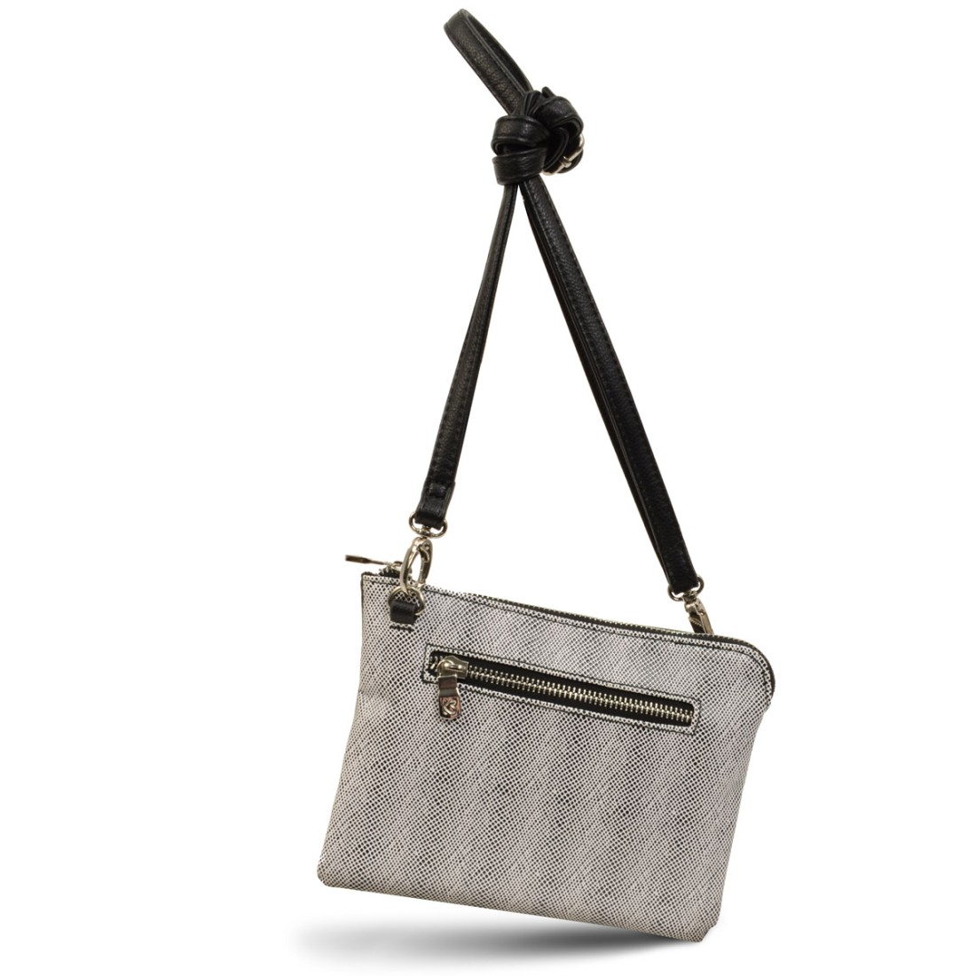 POCHETTE SYNTHETIQUE A BANDOULIERE REGLABLE NOIR ET BLANC