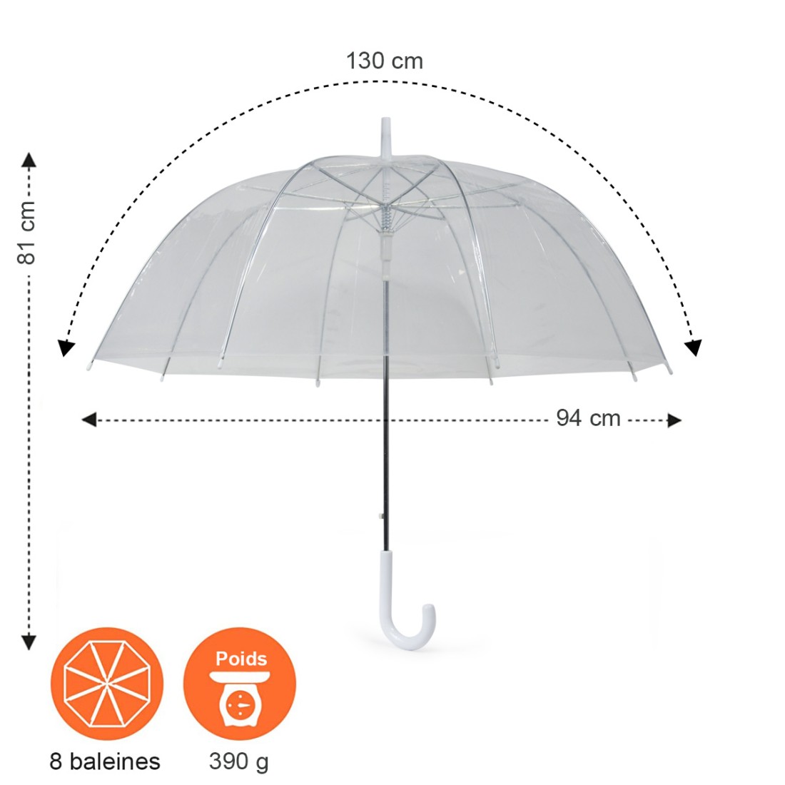 PARAPLUIE CANNE AUTOMATIQUE TRANSPARENT