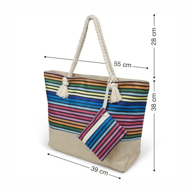 SAC PLAGE + POCHETTE RAYE ARC EN CIEL