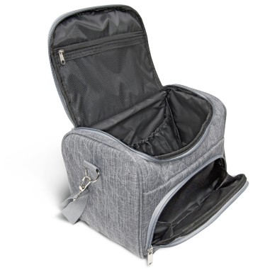 PARIS - SET DE 3 VANITYS TEXTILE GRIS, MULTIPOCHES ZIPPÉES