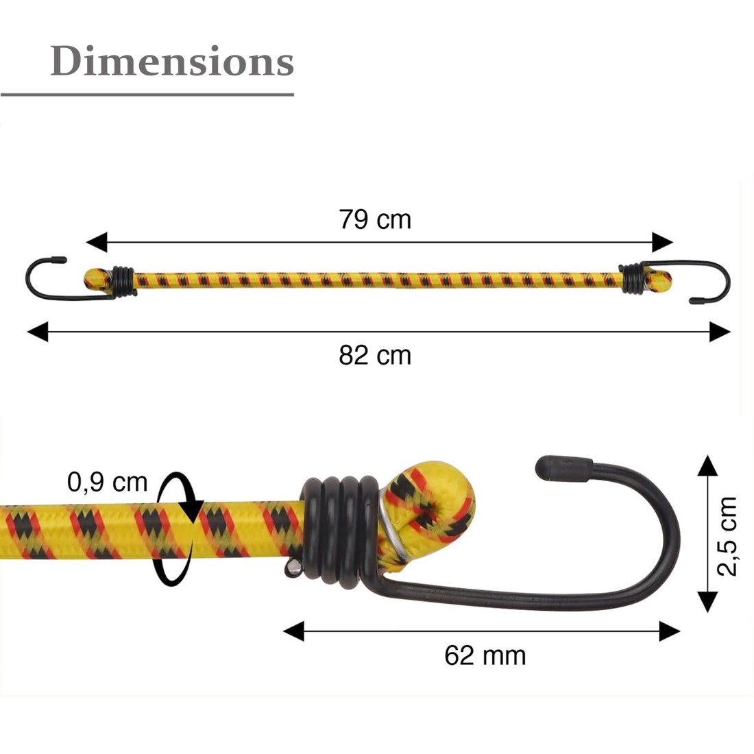 BOÎTE DE 3 TENDEURS ÉLASTIQUES AVEC CROCHET