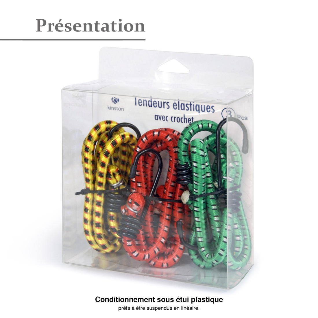 BOÎTE DE 3 TENDEURS ÉLASTIQUES AVEC CROCHET