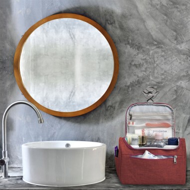 Vanity- trousse de toilette à pendre - rouge chiné