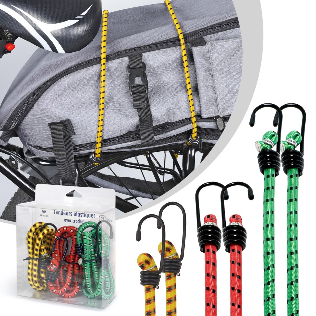 BOÎTE DE 3 TENDEURS ÉLASTIQUES AVEC CROCHET