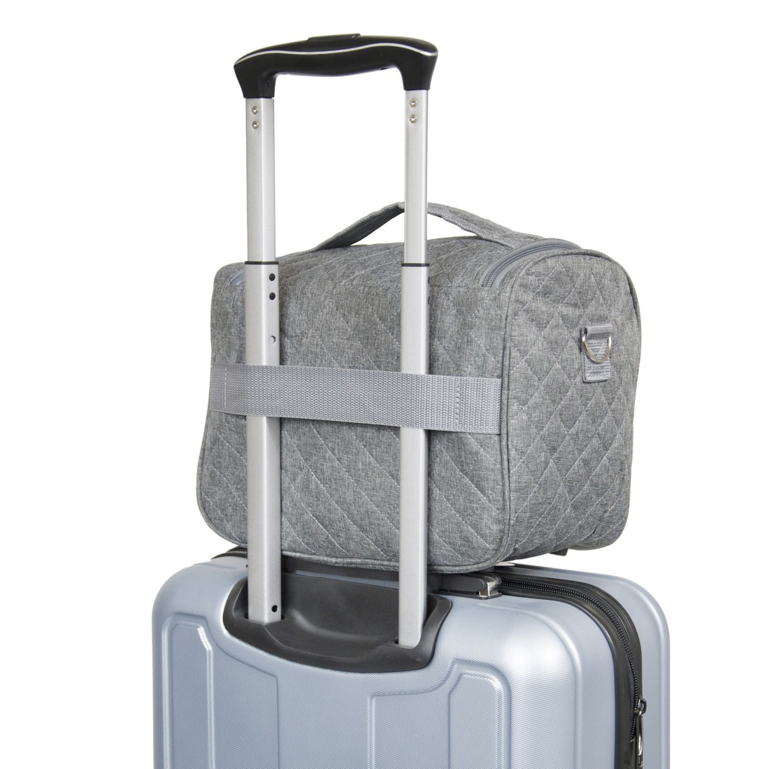 PARIS - SET DE 3 VANITYS TEXTILE GRIS, MULTIPOCHES ZIPPÉES