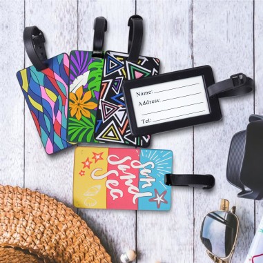 Lot de 2 porte-étiquettes motif "Formes géométriques" pour bagages