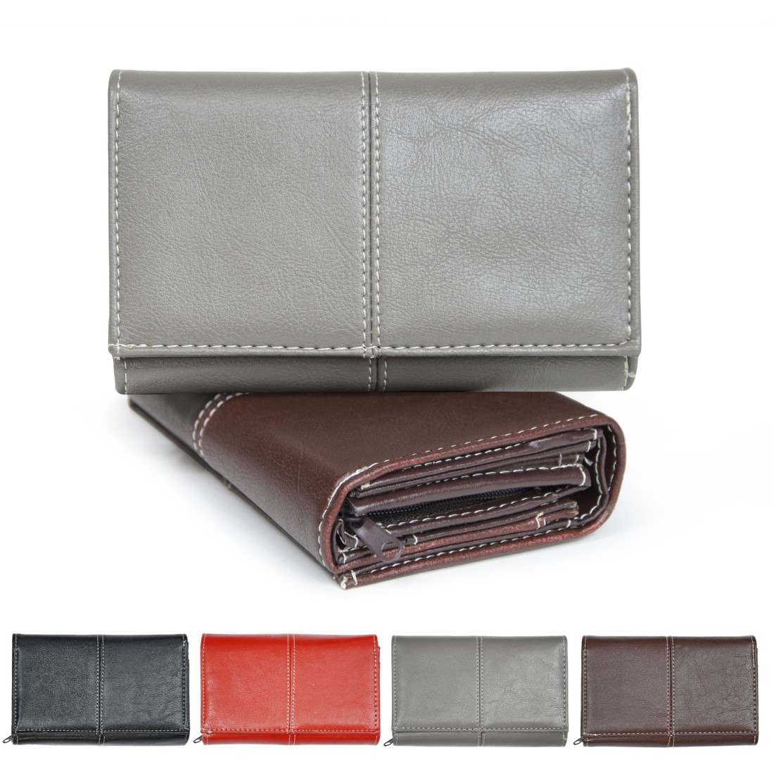 PORTEFEUILLE 3 VOLETS SYNTHÉTIQUE - ASSORTIMENT 4 COULEURS