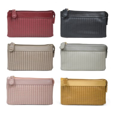 Porte-monnaie/cartes, souple à soufflets, en synthétique facon tressé