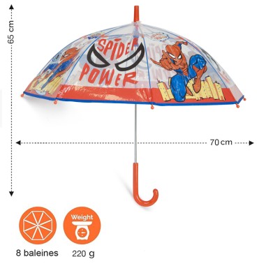 PARAPLUIE ENFANT SPIDERMAN TRANSPARENT