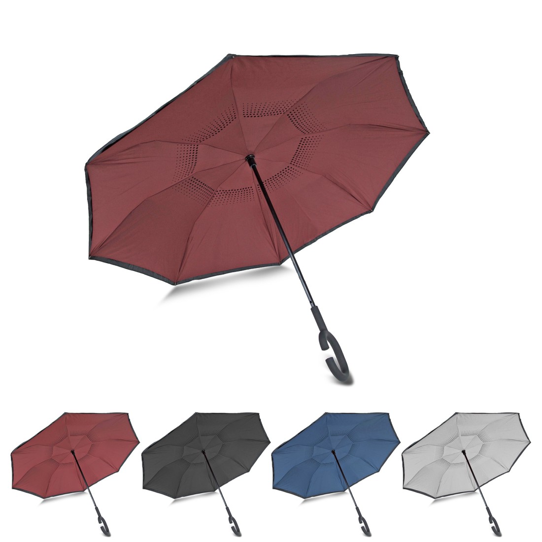 Parapluie inversé canne couleurs unies