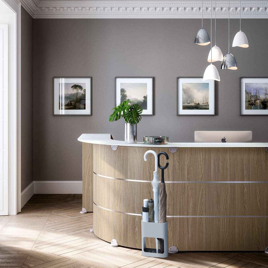 Porte-parapluie gris pour 4 parapluies