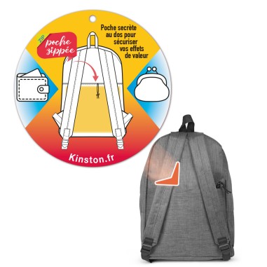 Sac à dos unisexe en Textile gris de marque Kinston