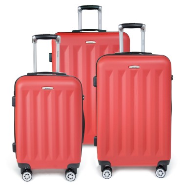 Moscou - Set de 3 valises rigides coque ABS Rouge