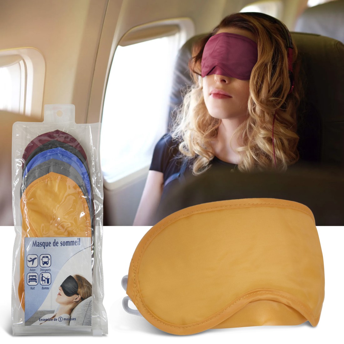 LOT DE 5 MASQUES DE SOMMEIL TEXTILE