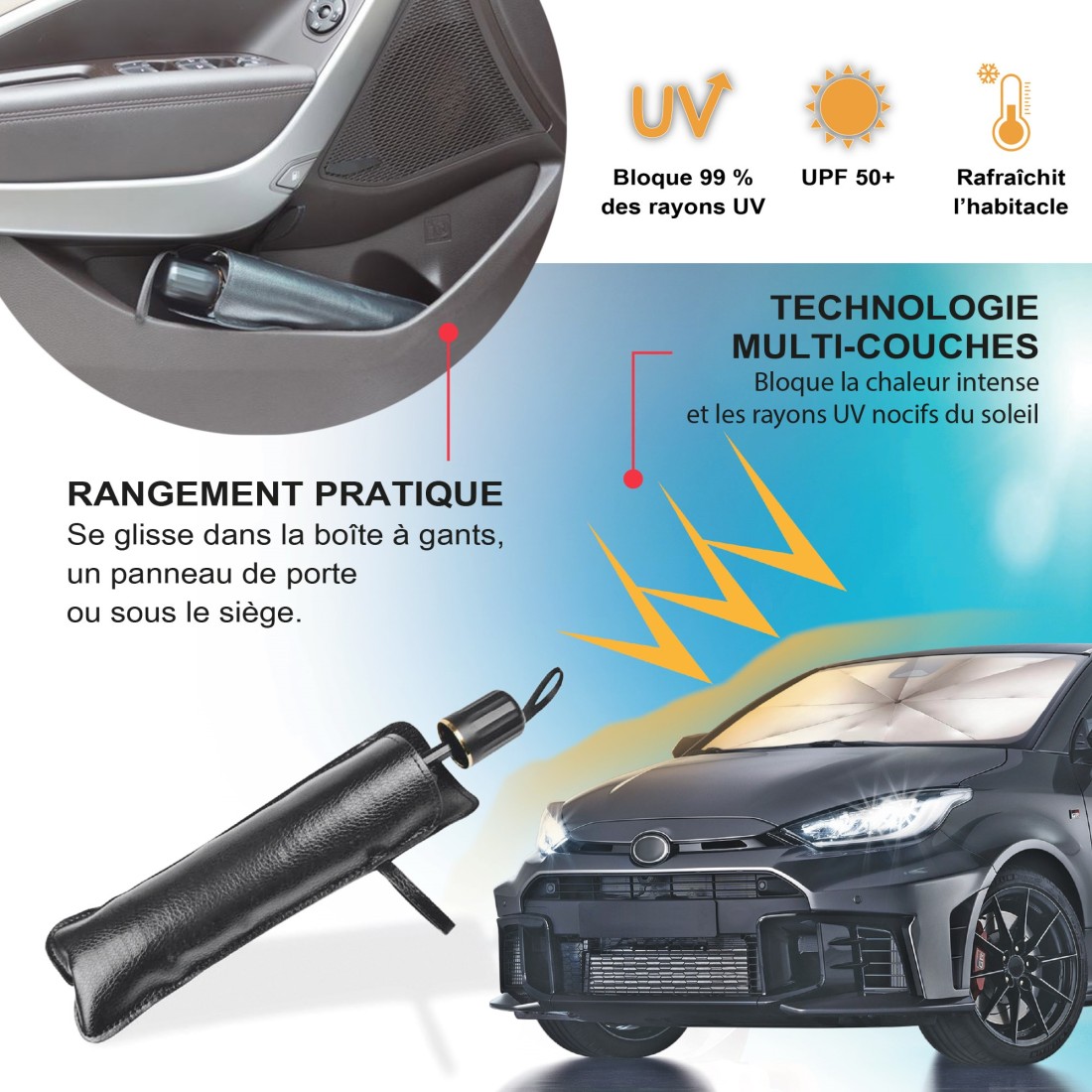 PARAPLUIE UV - PARASOL VOITURE STANDARD