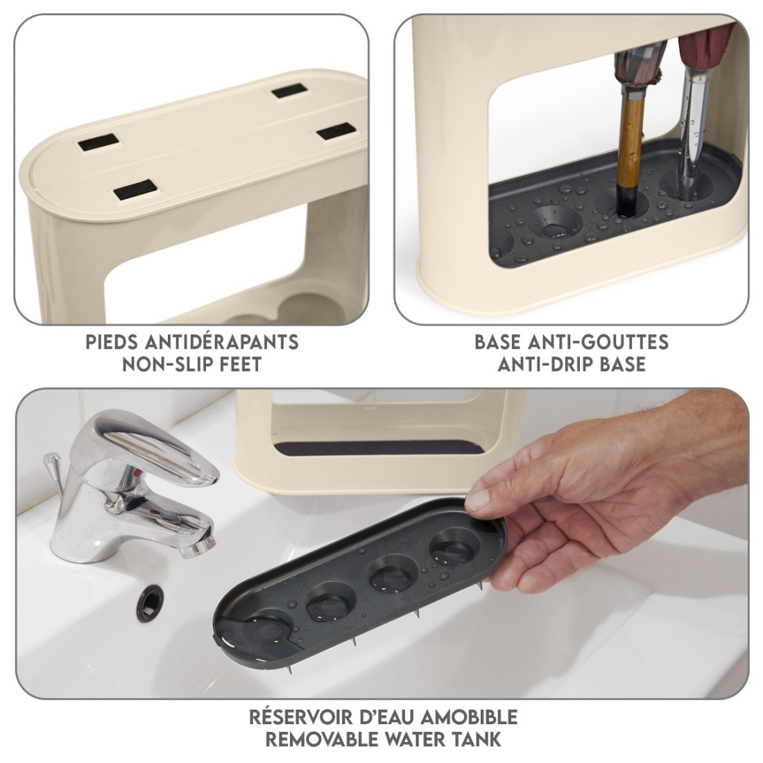 Porte-parapluie beige pour 4 parapluies