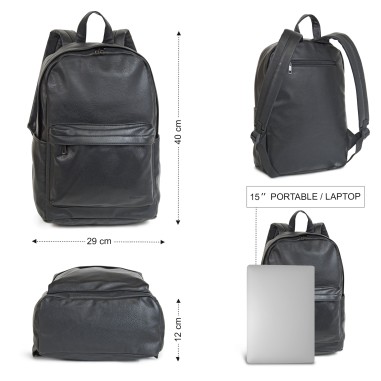 Quentin - Sac à dos Streetwear avec Poche pour PC -  Noir Homme 