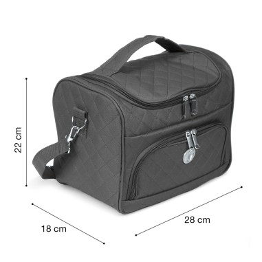 MADRID - SET DE 3 VANITYS TEXTILE NOIRS, MULTIPOCHES ZIPPÉES