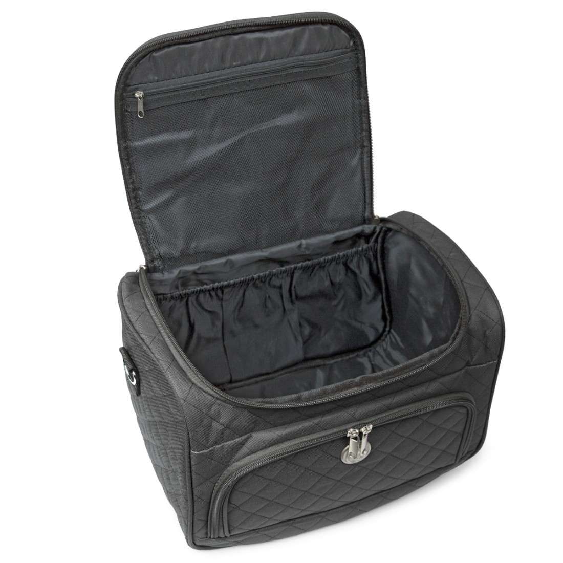 MADRID - SET DE 3 VANITYS TEXTILE NOIRS, MULTIPOCHES ZIPPÉES