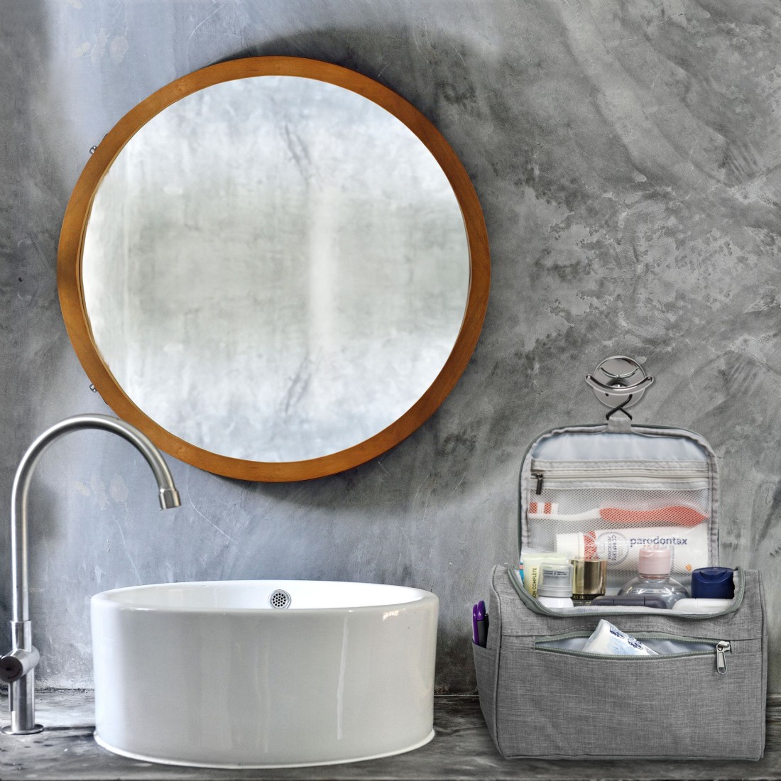 Vanity- trousse de toilette à pendre - gris chiné